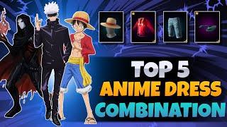 TOP 5 BEST ANIME DRESS COMBINATION IN FREE FIRE| ANIME DRESS COMBINATION IN FREE FIRE|