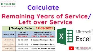 How to Calculate Remaining Years of Service [or] Left Over Service based on Retirement Date in Excel