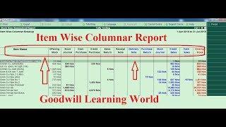 Tally TDL for Item Wise Columnar Report   :Tally Add on for Item Wise Columnar Report