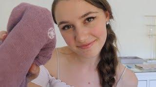 ASMR - Facial Roleplay (Exfoliating face scrub, face massage, oil, hot towel, up close)