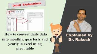 How to convert daily data into monthly, quarterly and yearly in excel I Explained by Dr Rakesh