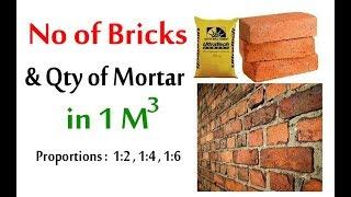 Quantity of Bricks and Mortar in 1 meter cube - Civil Engineering Videos