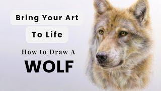 How to Draw a Realistic Wolf with Coloured Pencils - Beginner Pet Portrait Tutorial