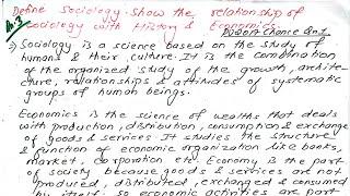 Define Sociology. Show the relationship of Sociology with History & Economics. | Prashant YT |