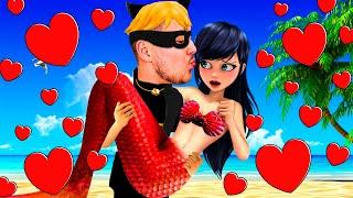 JE VAIS A LA PLAGE AVEC LADYBUG LA SIRÈNE DANS LA VRAIE VIE ! Miraculous Ladybug et Chat Noir !