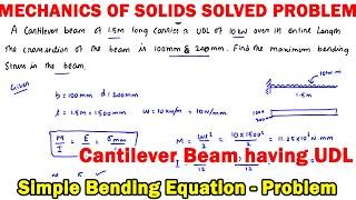 strength of materials solved problems, simple bending equation, maximum bending stress problem, mos