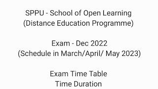 SPPU - School of Open Learning - Exam Time Table, Question Paper, Study Material - Guidance