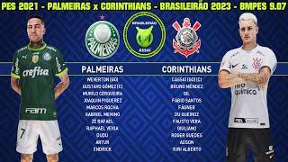 Palmeiras x Corinthians | Campeonato Brasileiro 2023 | PES 2021 Patch BMPES 9.07 - 4K