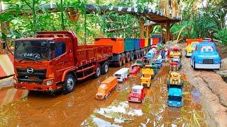 Wow !!! Mobil Truk Tronton Rc Panjang Bongkar Mobil Mobilan Truk Oleng, Truk Pasir, Kereta Api