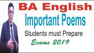 BA English Important Poems for 2019 Exams all universities