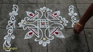 Tuesday Rangoli Designs4x2 Dots Easy Deepam MugguluSimple Kolam DesignSide border Rangoli Designs