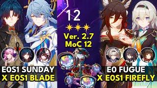 E0S1 Sunday x Blade & E0 Fugue x Firefly | Memory of Chaos Floor 12 3 Stars | Honkai: Star Rail 2.7