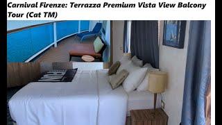 Carnival Firenze Terrazza Premium Vista View Balcony Category TM Cabin Tour April 2024