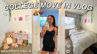 COLLEGE MOVE IN DAY VLOG *college dorm shopping and haul* + college apartment tour!