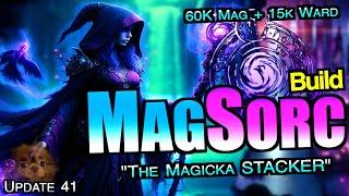 ESO PvP: MagSorc EASY and STRONG HIGH Max Mag BURST and 15k+ Shields (U41)  | "The Magicka Stacker"