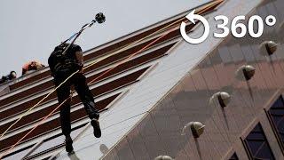 Rappel down 24 floors 360 Video