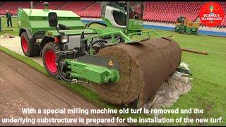 THIS IS HOW SOCCER GRASS IS MADE-NATURAL SOCCER GRASS INSTALLING PROCESS : CULTIVATION TO INSTALLING