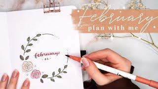 February 2023 bullet journal setup | plan with me | cute & easy rose theme 