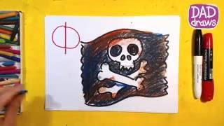 How to draw a pirate flag Jolly Roger / Art for Kids