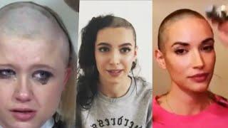 Beautiful women headshave/ Crying girl headshave