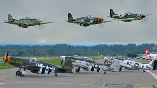 SPECTACULAR P-51 Mustang TRIO: Engine Roar, Aerobatics & Low Passes at Bern in Switzerland!!