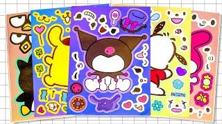 paper diy Kuromi, Melody Sticker Book🩷 Kitty, Sanrio, Cinnamoroll, Pompompurin ASMR