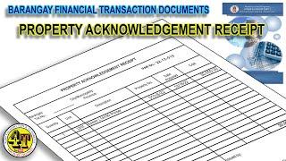 PROPERTY ACKNOWLEDGEMENT RECEIPT | BARANGAY ACCOUNTING