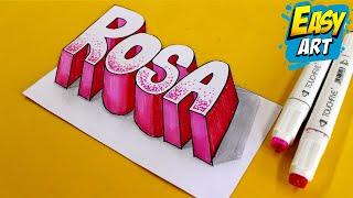 How to DRAW the name ROSA in 3D - Drawings 3d letters  - Draw Names in 3D - Easy Art