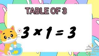 3×1=3 Multiplication, Table of Three 3, Tables song Multiplication, Time of Tables, Maths Tables