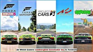 Lamborghini Aventador Svj Comparison - FH5 Vs NFS Unbound Vs Project Cars 3 Vs NFSH Vs Assetto Corsa