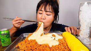 NUCLEAR FIRE NOODLES W/ CHEESE l MUKBANG