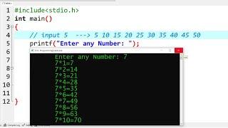 c program to print multiplication table | learn coding