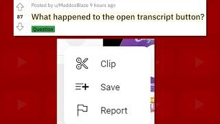 YouTube 'Show transcript' option missing or not showing up? You're not alone