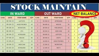 Stock Maintenance - Inward, Outward, balance stock maintenance in excel