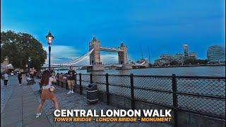 London River Thames Walk: Tower Bridge to Monument Station | Summer Evening Stroll 