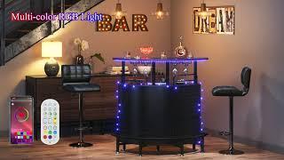 Tribesigns Smart Bar Unit with Led Lights, 3-Tier Liquor Bar Table C0669