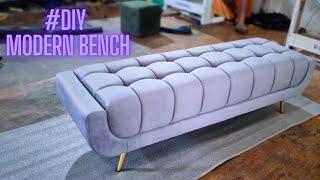 Diy Modern Bench Gray Velvet , How to make Upholstered Ottoman