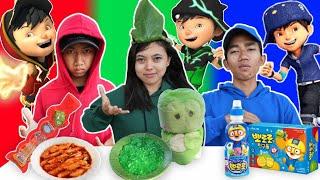 PILIH ELEMEN BOBOIBOY SESUAI MAKANAN 1 WARNA! SAPUTRA JADI ELEMEN TERKUAT? | Mikael TubeHD