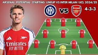 INTER MILAN VS ARSENAL | Potential starting lineup UEFA CHAMPIONS LEAGUE 2024/2025, MATCHWEEK 4