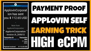 Applovin payment proof 2022 | Applovin live payment proof | Applovin self click trick 2022