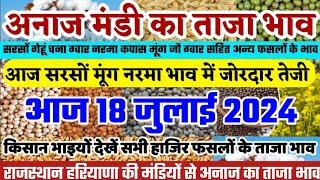 अनाज मंडी भाव| 18 जुलाई 2024 आज सरसों मूंग नरमा ग्वार में जोरदार तेजी| Gehu ka bhav, Anaj Mandi Bhav