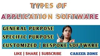 TYPES OF APPLICATION SOFTWARE | General Purpose | Specific Purpose | Customized / Bespoke Software