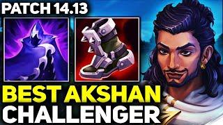 RANK 1 BEST AKSHAN IN THE WORLD CARRIES IN CHALLENGER! (PATCH 14.13) | League of Legends