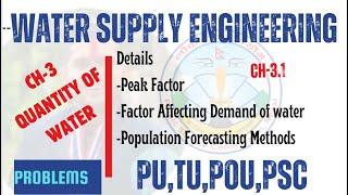 WS CH-3 Quantity  of water #peak factor#methods ofpopulation forcasting#factores demand ofwater