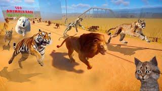 100 Animals Race in Planet Zoo included Lion, Tiger, Wolf, Cheetah, Cat, Dog, Crocodile, & Bear