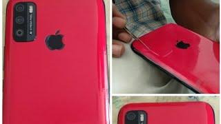 Infinix Smart 4 Red vinyl wrapping like Apple iPhone | Infinix smart 4 skin installation/