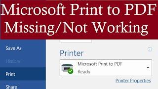 Microsoft Print to PDF Missing in Windows 11 (Windows Print to PDF not Working)