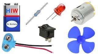 9v Battery hacks - Switch, LED, Motor, Fan - Beginner tutorial