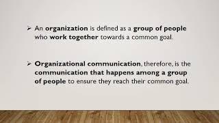 LESSON 1:  INTRODUCTION TO ORGANIZATIONAL COMMUNICATION