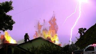 CRAZY Lightning Catches House On Fire - Firefighters Don't Care